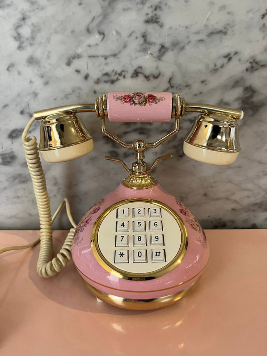 Telefono vintage - rosa fiori