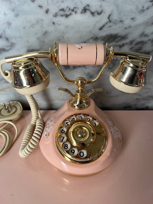 Telefono vintage - rosa chiaro fiori